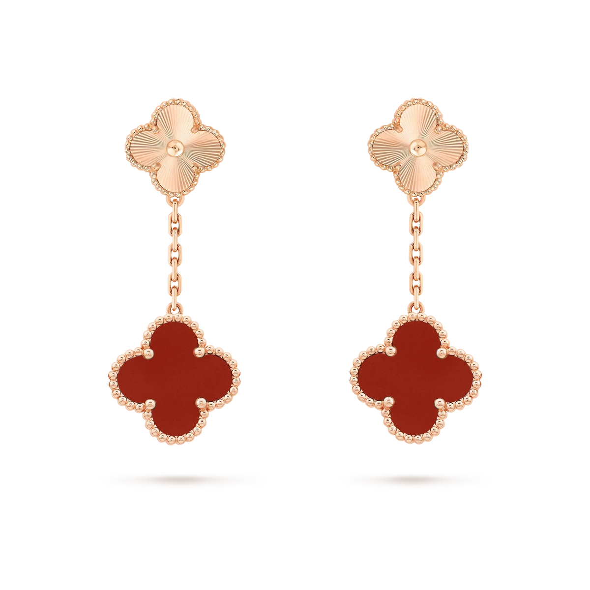[⭐Reverie Jewels]CLOVER 2 MOTIF  LASER CARNELIAN EARRINGS