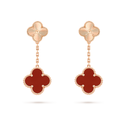 [⭐Reverie Jewels]CLOVER 2 MOTIF  LASER CARNELIAN EARRINGS