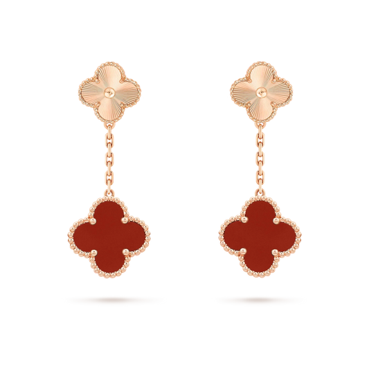 [⭐Reverie Jewels]CLOVER 2 MOTIF  LASER CARNELIAN EARRINGS