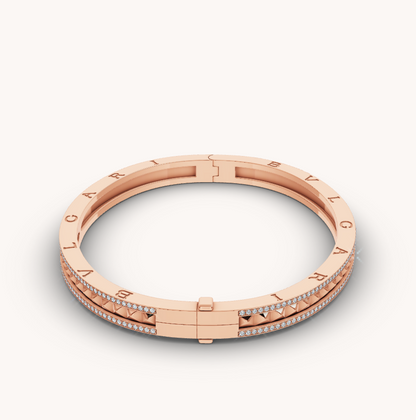 [⭐Reverie Jewels]ZERO 1 SPIRAL AND PAVED DIAMOND PINK GOLD BRACELET