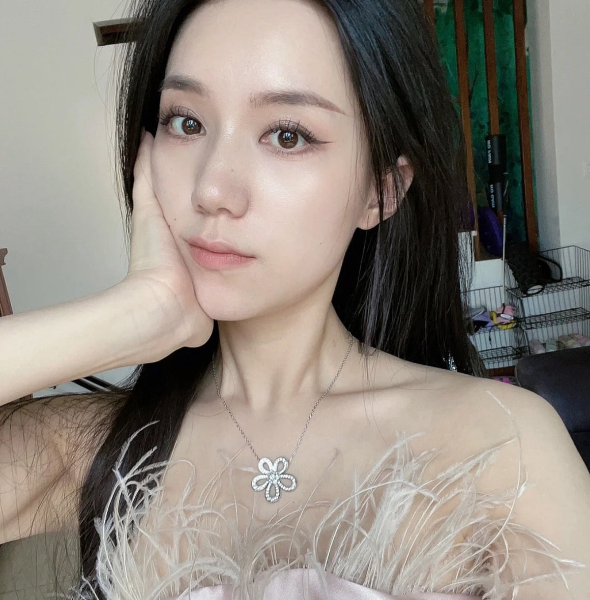 [⭐Reverie Jewels]FLOWERLACE NECKLACE FULL DIAMONDS