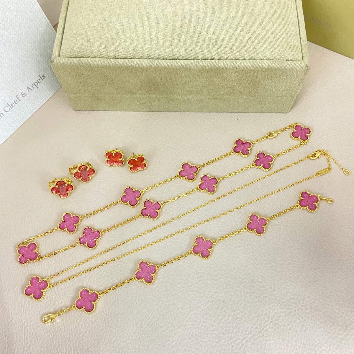 [⭐Reverie Jewels]CLOVER 10 MOTIFS  NEW BUBBLE PINK ENAMEL