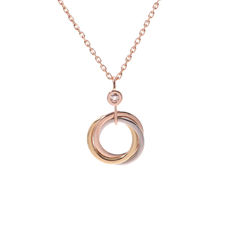 [⭐Reverie Jewels]TRINITY SILVER GOLD PINK GOLD NECKLACE