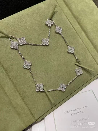 [⭐Reverie Jewels]CLOVER 10 MOTIFS  FULL DIAMOND NECKLACE