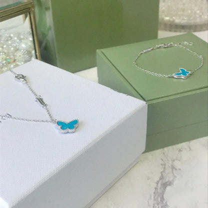 [⭐Reverie Jewels]BUTTERFLY TURQUOISE BUTTERFLY BRACELET SILVER