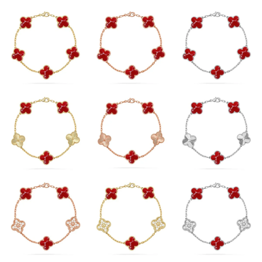 [⭐Reverie Jewels]CLOVER 5 MOTIF RED PATTERN BRACELET COLLECTION