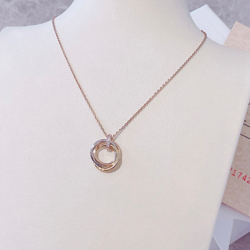 [⭐Reverie Jewels]TRINITY NECKLACE GOLD  DIAMONDS