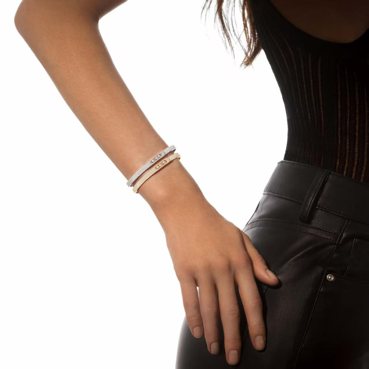[⭐Reverie Jewels]Move Noa Full Pavé Diamond Bangle Bracelet