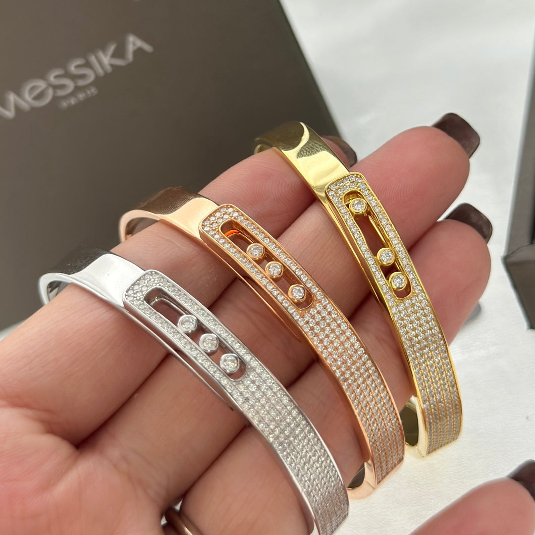 [⭐Reverie Jewels]Move Noa Rose Gold Pavé Diamond Bangle Bracelet