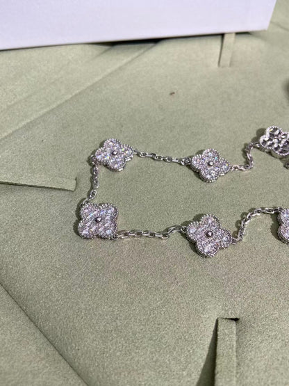 [⭐Reverie Jewels]CLOVER 10 MOTIFS  FULL DIAMOND NECKLACE