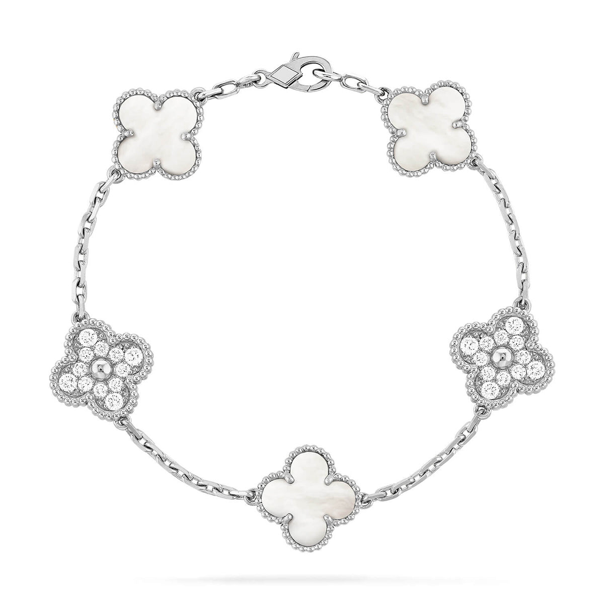 [⭐Reverie Jewels]CLOVER WHITE PEARL MOP 5 MOTIF BRACELET COLLECTION