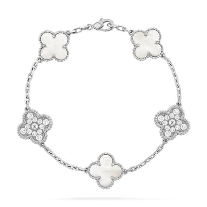 [⭐Reverie Jewels]CLOVER WHITE PEARL MOP 5 MOTIF BRACELET COLLECTION