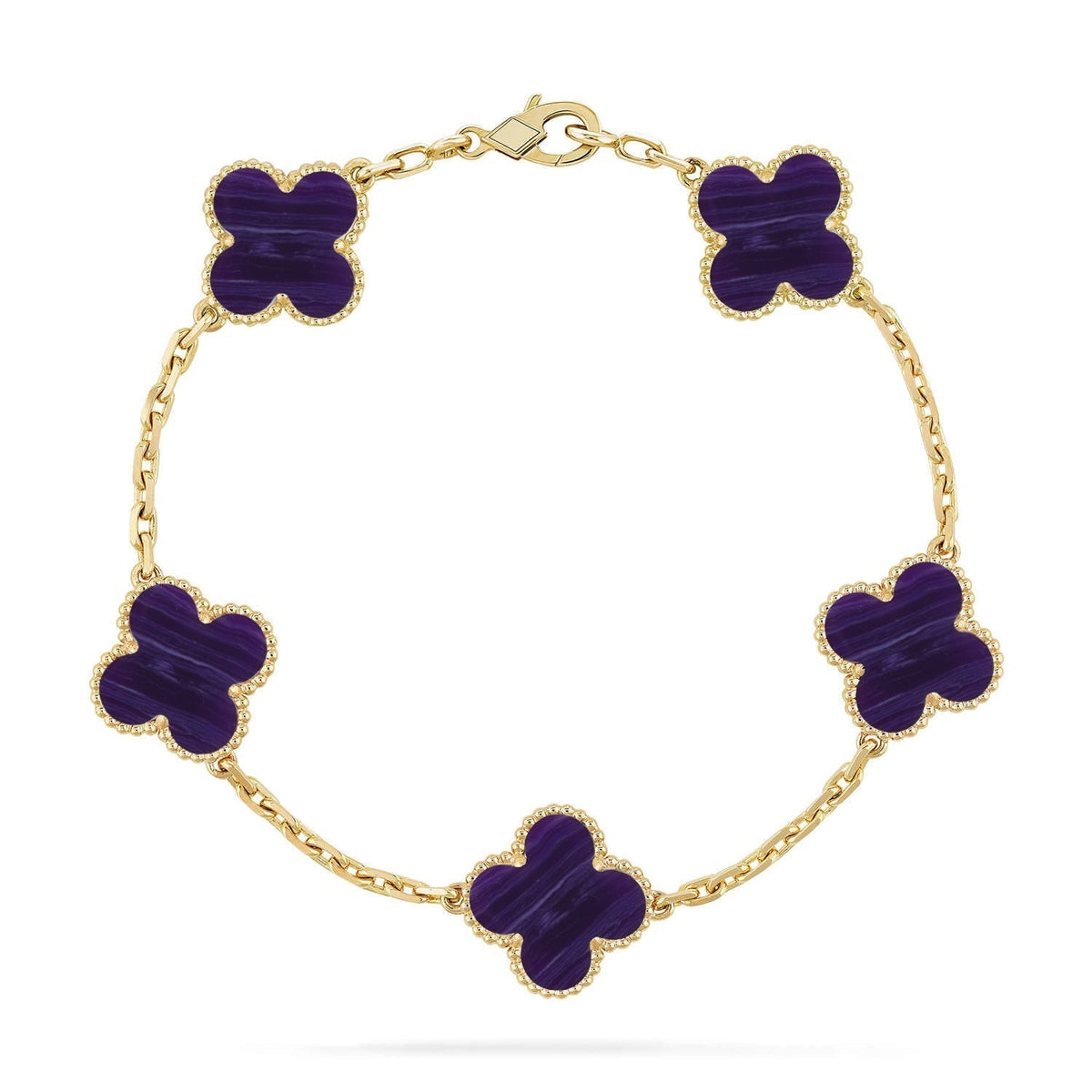 [⭐Reverie Jewels]CLOVER 5 MOTIF PURPLE STRIPES BRACELET COLLECTION