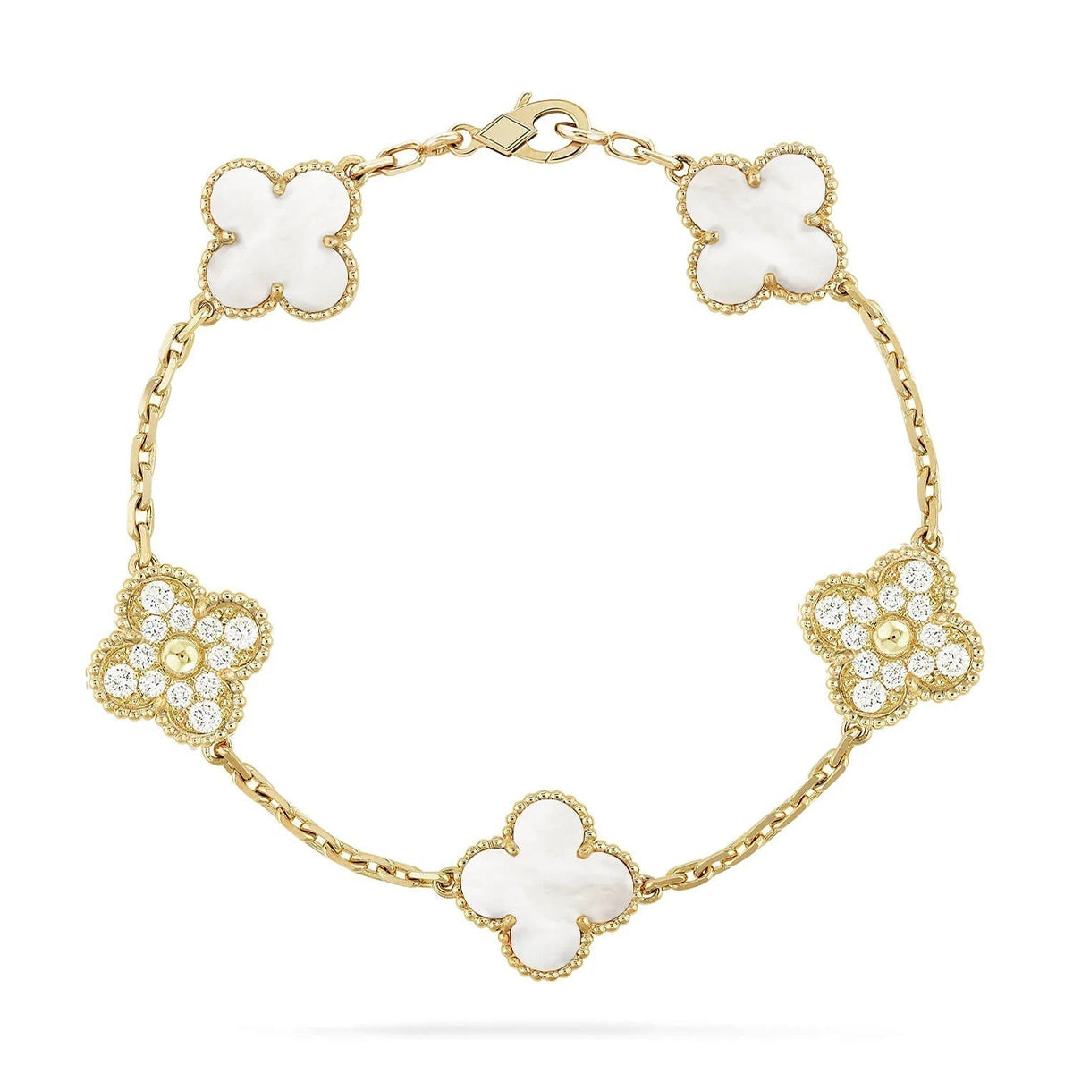 [⭐Reverie Jewels]CLOVER WHITE PEARL MOP 5 MOTIF BRACELET COLLECTION