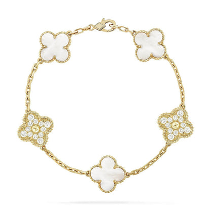 [⭐Reverie Jewels]CLOVER WHITE PEARL MOP 5 MOTIF BRACELET COLLECTION