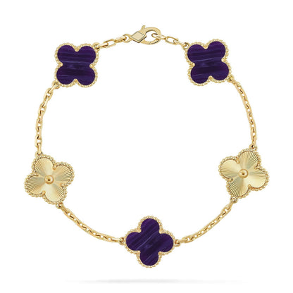 [⭐Reverie Jewels]CLOVER 5 MOTIF PURPLE STRIPES BRACELET COLLECTION