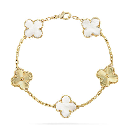 [⭐Reverie Jewels]CLOVER WHITE PEARL MOP 5 MOTIF BRACELET COLLECTION
