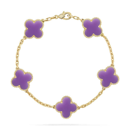 [⭐Reverie Jewels]CLOVER 5 MOTIF LIGHT PURPLE BRACELET COLLECTION