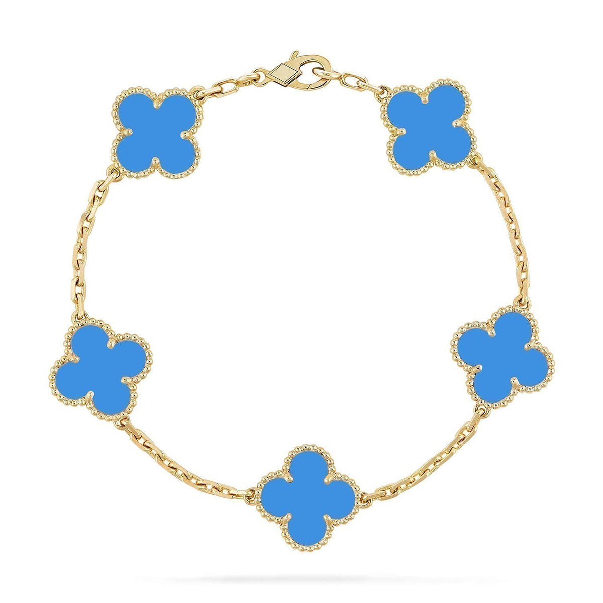 [⭐Reverie Jewels] CLOVER 5 MOTIF BLUE AGATE BRACELET COLLECTION