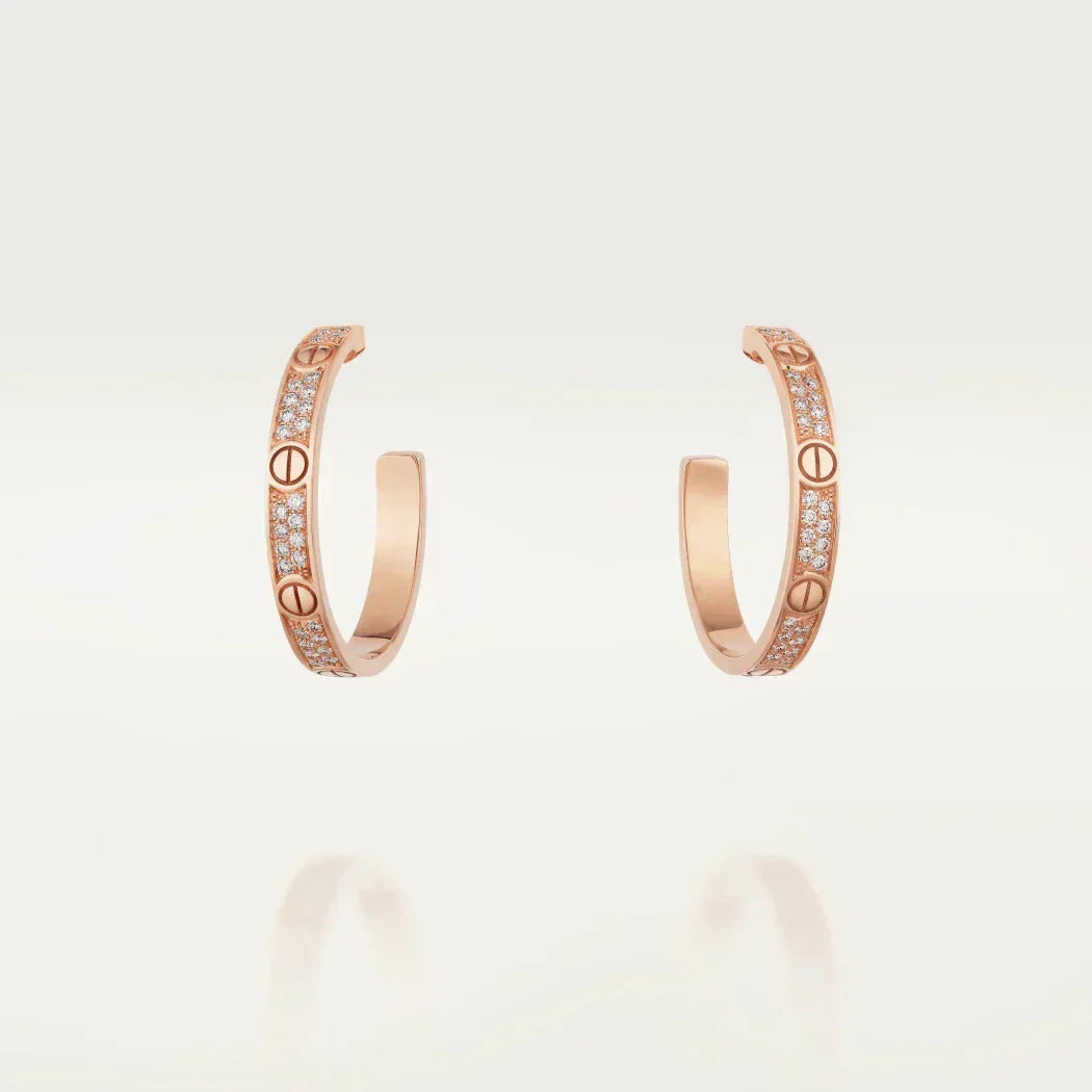 [⭐Reverie Jewels]LOVE DIAMOND PINK GOLD HOOP EARRINGS