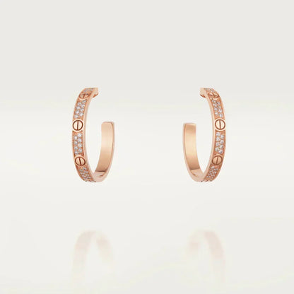 [⭐Reverie Jewels]LOVE DIAMOND PINK GOLD HOOP EARRINGS