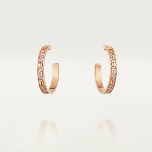 [⭐Reverie Jewels]LOVE DIAMOND PINK GOLD HOOP EARRINGS