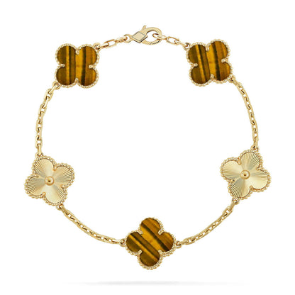 [⭐Reverie Jewels] CLOVER 5 MOTIFS TIGER EYE BRACELET COLLECTION