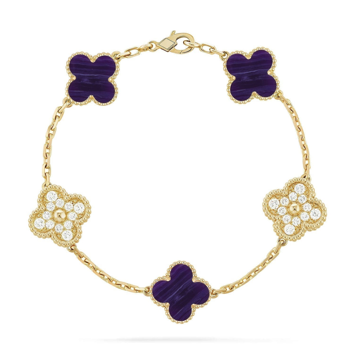 [⭐Reverie Jewels]CLOVER 5 MOTIF PURPLE STRIPES BRACELET COLLECTION