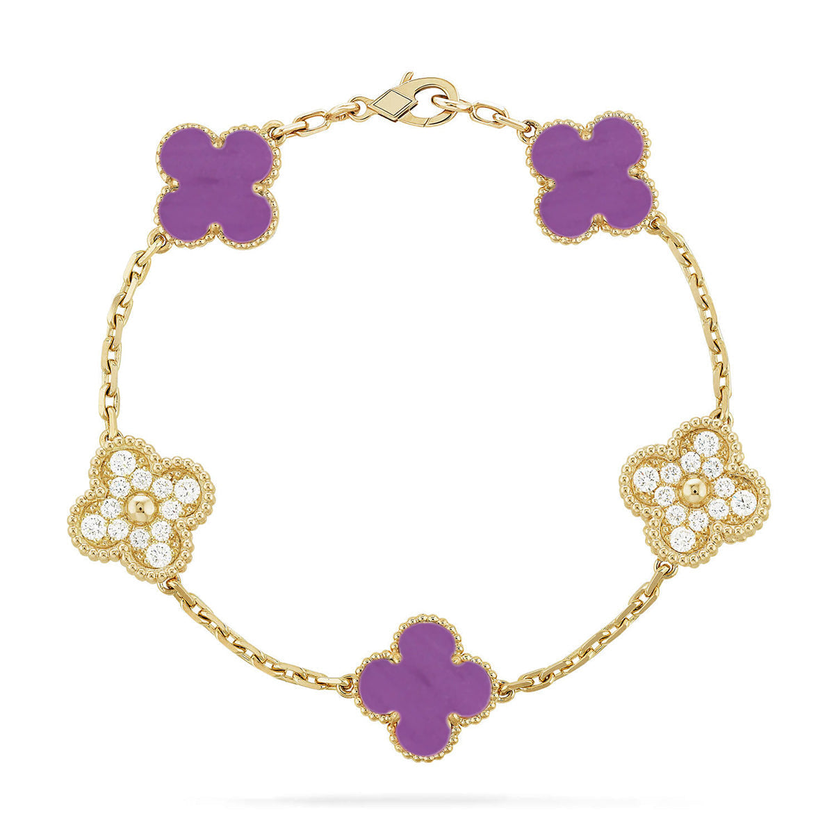 [⭐Reverie Jewels] CLOVER 5 MOTIF VIOLET BRACELET COLLECTION