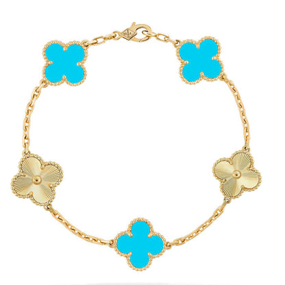 [⭐Reverie Jewels] CLOVER 5 MOTIF TURQUOISE BRACELET COLLECTION