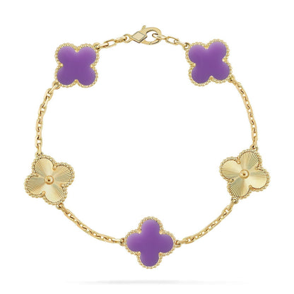 [⭐Reverie Jewels]CLOVER 5 MOTIF LIGHT PURPLE BRACELET COLLECTION