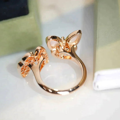 [⭐Reverie Jewels]TWIN BUTTERFLY DIAMOND MOP RING