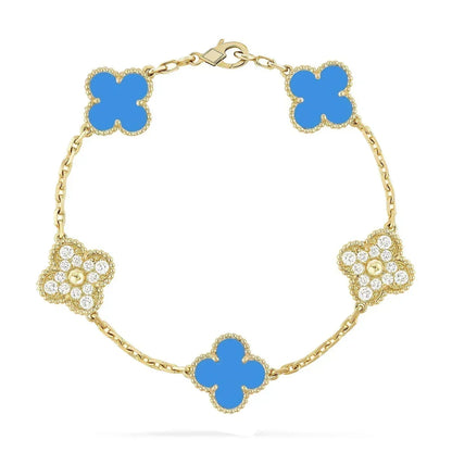 [⭐Reverie Jewels] CLOVER 5 MOTIF BLUE AGATE BRACELET COLLECTION
