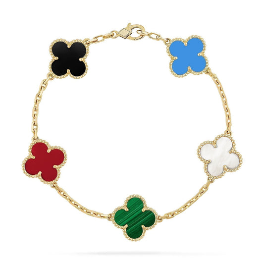 [⭐Reverie Jewels]CLOVER 5 MOTIFS MULTICOLOR BRACELET