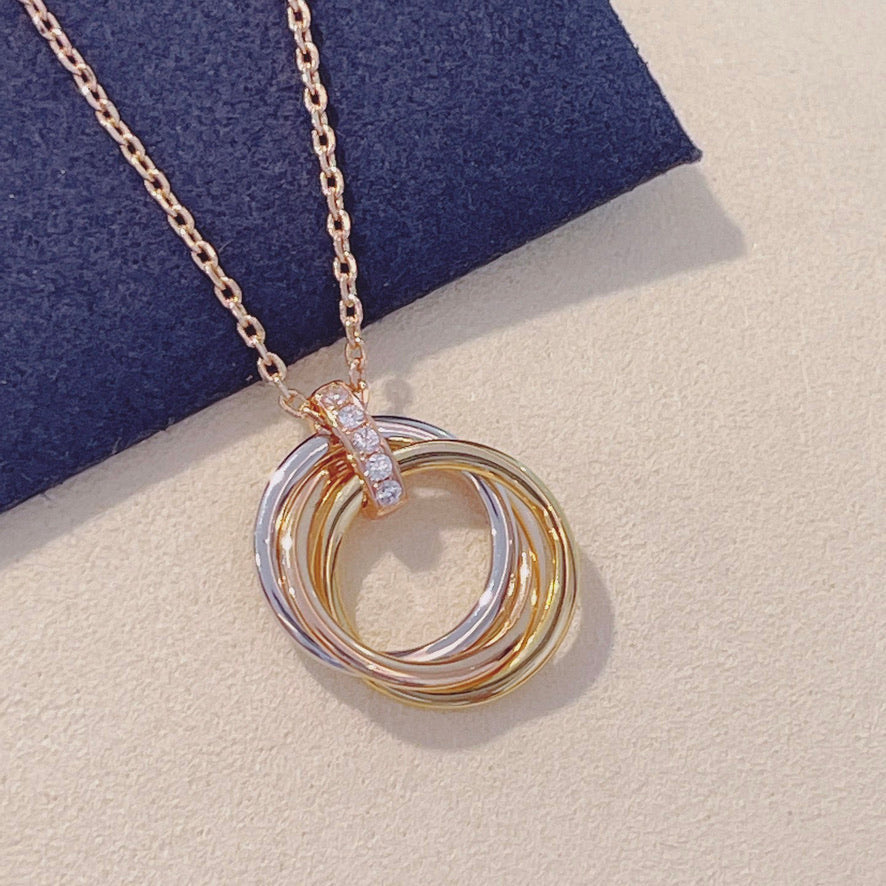 [⭐Reverie Jewels]TRINITY NECKLACE GOLD  DIAMONDS