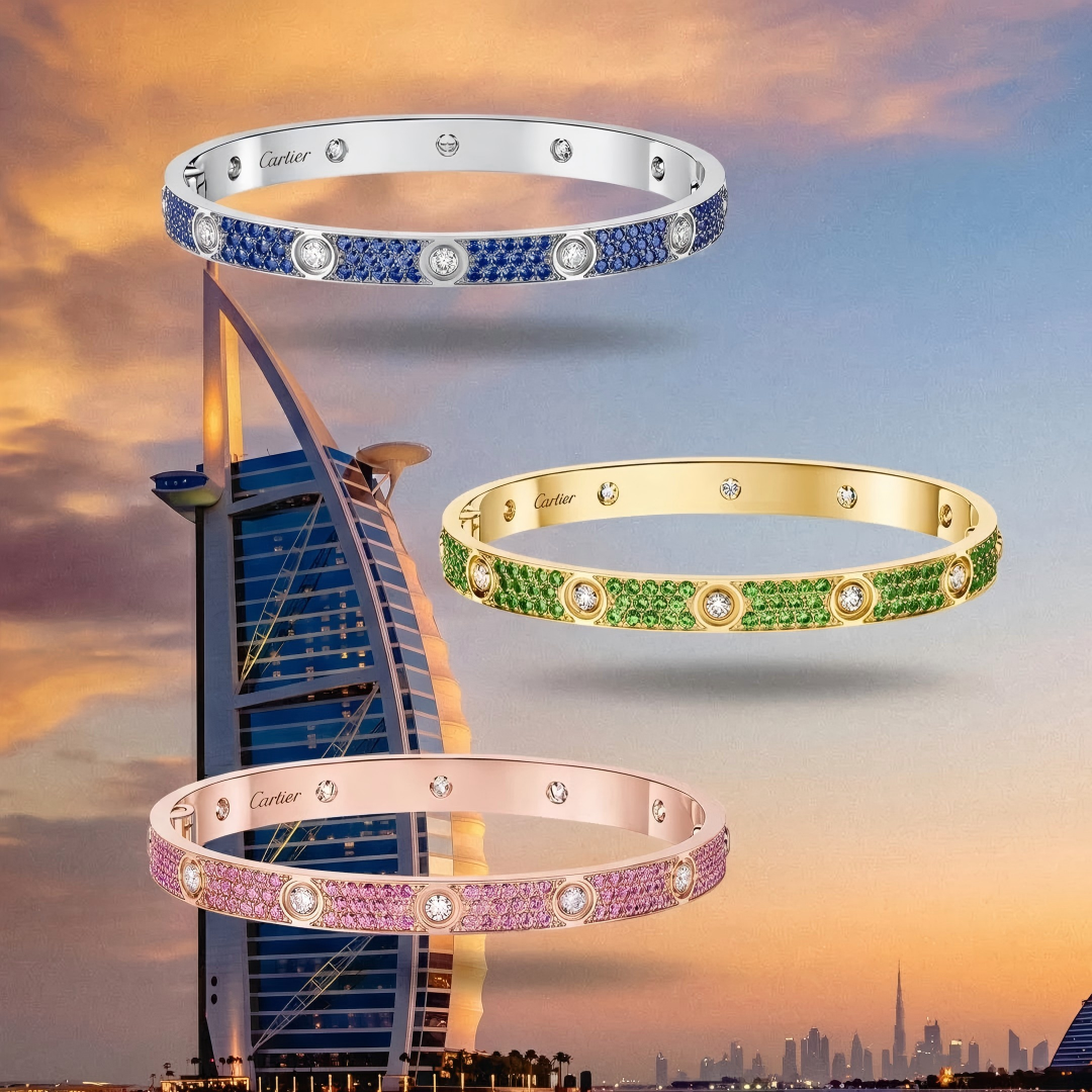 [⭐Reverie Jewels]2026 PAVE GEMSTONE LOVE BRACELET 6.1MM 10 DIAMONDS