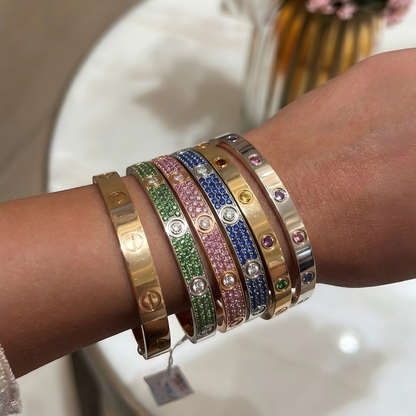[⭐Reverie Jewels]2026 PAVE GEMSTONE LOVE BRACELET 6.1MM 10 DIAMONDS