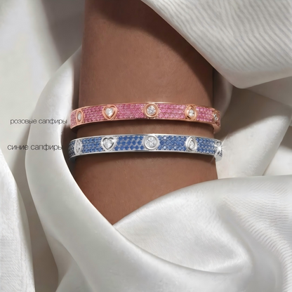 [⭐Reverie Jewels]2026 PAVE GEMSTONE LOVE BRACELET 6.1MM 10 DIAMONDS
