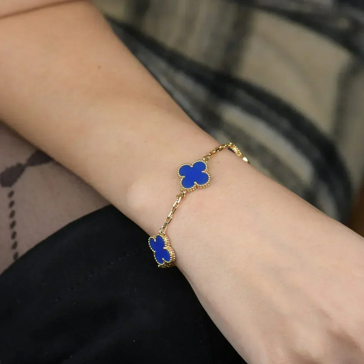 [⭐Reverie Jewels] CLOVER 5 MOTIF BLUE AGATE BRACELET COLLECTION