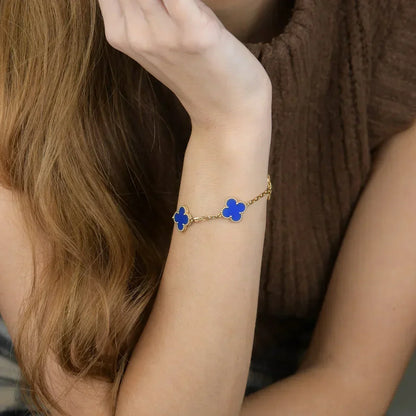 [⭐Reverie Jewels] CLOVER 5 MOTIF BLUE AGATE BRACELET COLLECTION