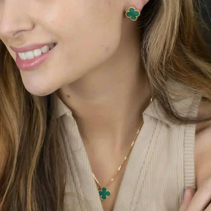 [⭐Reverie Jewels]CLOVER MINI 9.5MM MALACHITE  EARRINGS