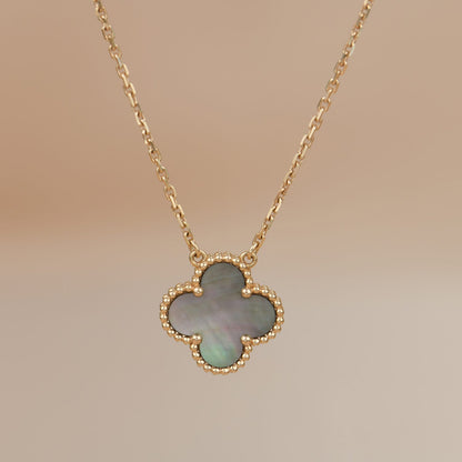 [⭐Reverie Jewels]CLOVER 15MM  GRAY MOTHER OF PEARL NECKLACE