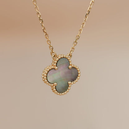 [⭐Reverie Jewels]CLOVER 15MM  GRAY MOTHER OF PEARL NECKLACE