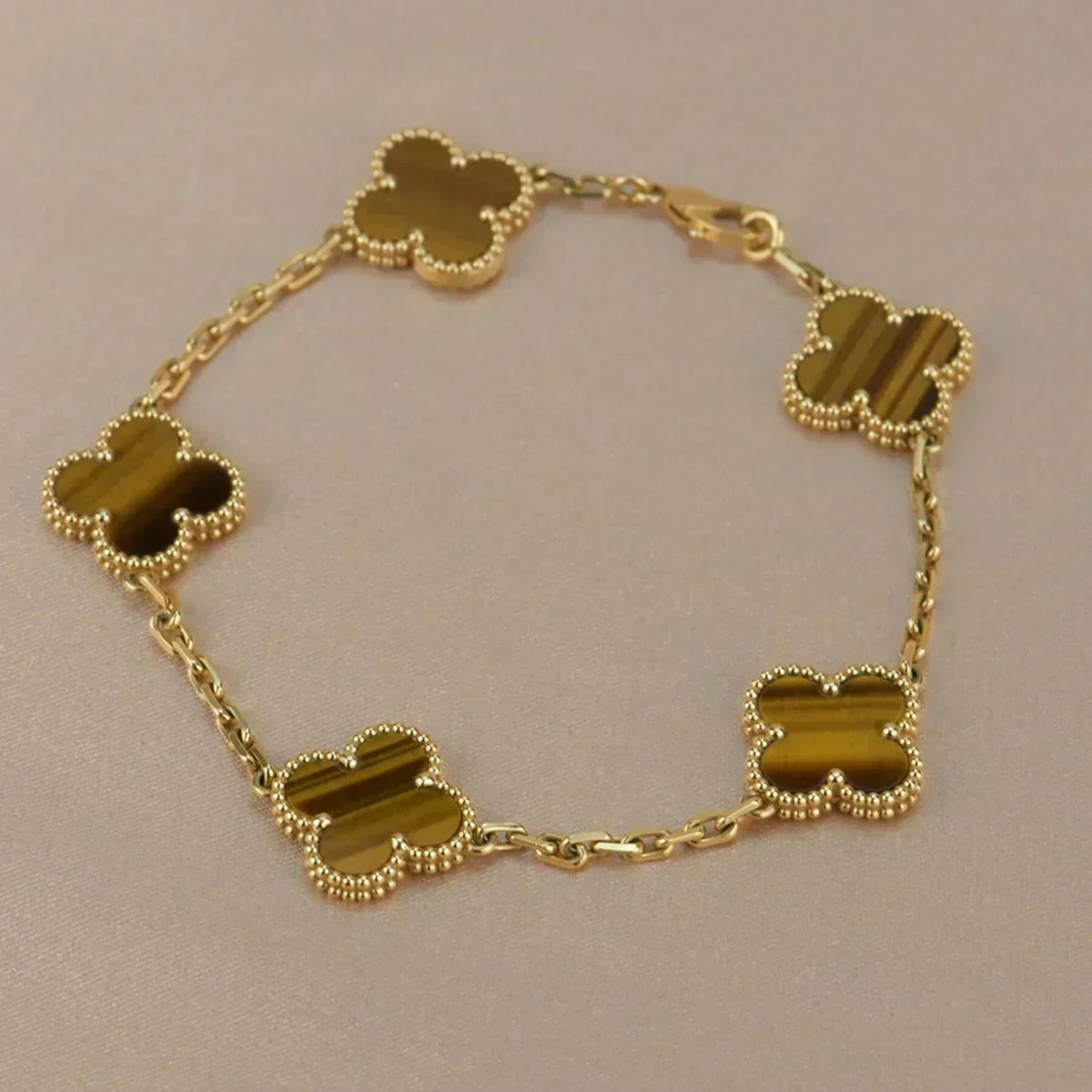 [⭐Reverie Jewels] CLOVER 5 MOTIFS TIGER EYE BRACELET COLLECTION