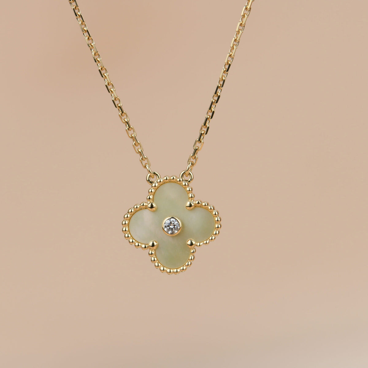 [⭐Reverie Jewels]CLOVER 15MM DIAMOND GOLD MOTHER OF PEARL NECKLACE