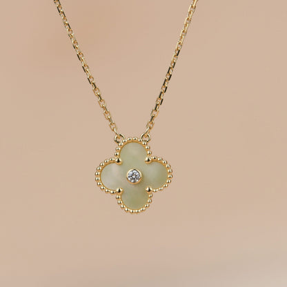 [⭐Reverie Jewels]CLOVER 15MM DIAMOND GOLD MOTHER OF PEARL NECKLACE