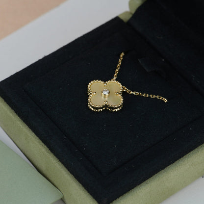 [⭐Reverie Jewels]CLOVER 15MM DIAMOND GOLD MOTHER OF PEARL NECKLACE