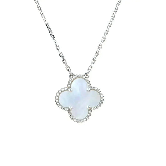 [⭐Reverie Jewels]CLOVER  15MM WHITE MOTHER-OF-PEARL SILVER