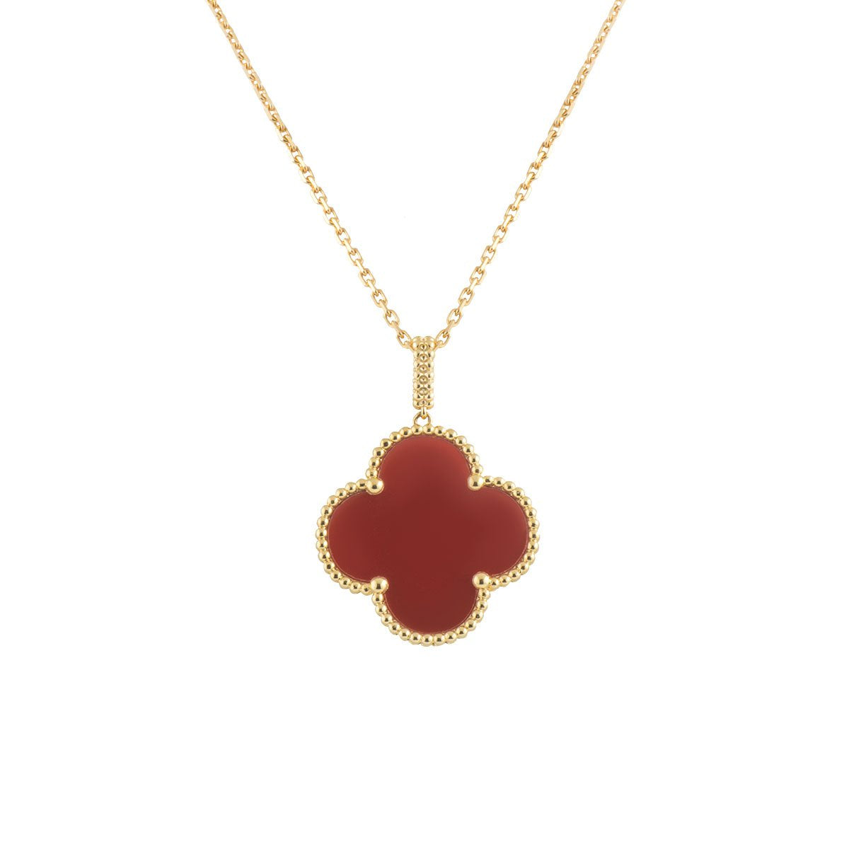 [⭐Reverie Jewels]CLOVER 25MM NECKLACE GOLD CARNELIAN