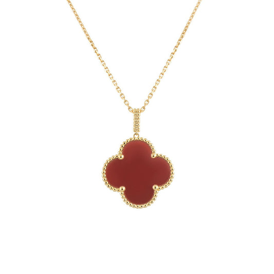 [⭐Reverie Jewels]CLOVER 25MM NECKLACE GOLD CARNELIAN